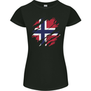 Torn Norway Flag Norwegian Day Football Womens Petite Cut T-Shirt Black