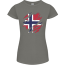 Torn Norway Flag Norwegian Day Football Womens Petite Cut T-Shirt Charcoal