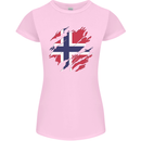 Torn Norway Flag Norwegian Day Football Womens Petite Cut T-Shirt Light Pink