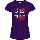 Torn Norway Flag Norwegian Day Football Womens Petite Cut T-Shirt Purple