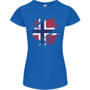 Torn Norway Flag Norwegian Day Football Womens Petite Cut T-Shirt Royal Blue