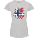 Torn Norway Flag Norwegian Day Football Womens Petite Cut T-Shirt Sports Grey