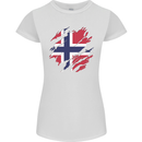 Torn Norway Flag Norwegian Day Football Womens Petite Cut T-Shirt White