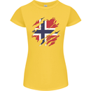 Torn Norway Flag Norwegian Day Football Womens Petite Cut T-Shirt Yellow