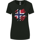 Torn Norway Flag Norwegian Day Football Womens Wider Cut T-Shirt Black