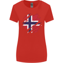 Torn Norway Flag Norwegian Day Football Womens Wider Cut T-Shirt Red