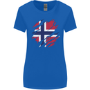 Torn Norway Flag Norwegian Day Football Womens Wider Cut T-Shirt Royal Blue