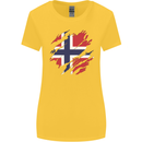 Torn Norway Flag Norwegian Day Football Womens Wider Cut T-Shirt Yellow
