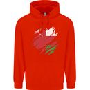 Torn Oman Flag Omani Day Football Childrens Kids Hoodie Bright Red