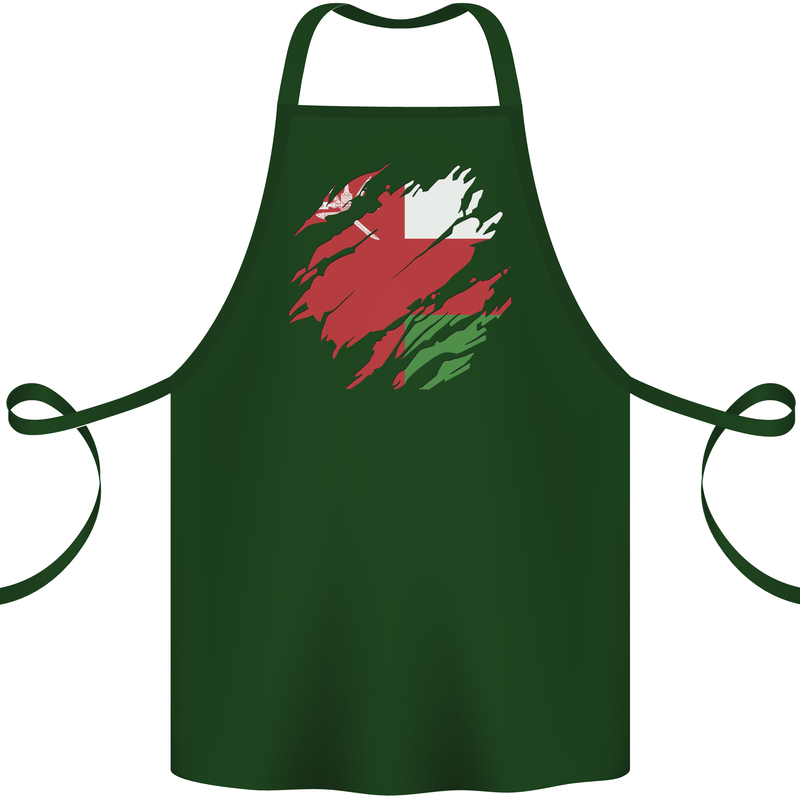 Torn Oman Flag Omani Day Football Cotton Apron 100% Organic Forest Green