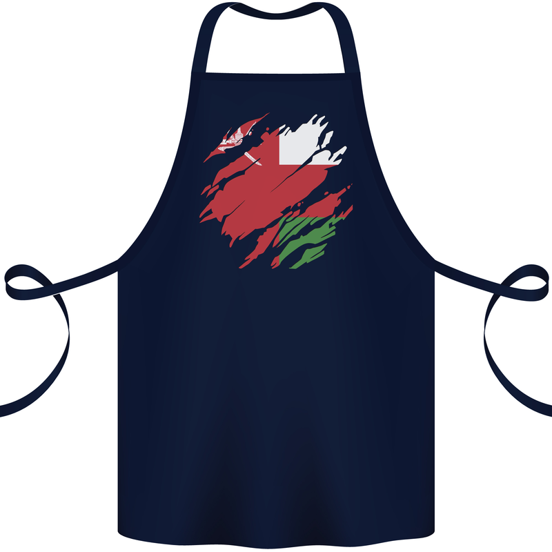 Torn Oman Flag Omani Day Football Cotton Apron 100% Organic Navy Blue