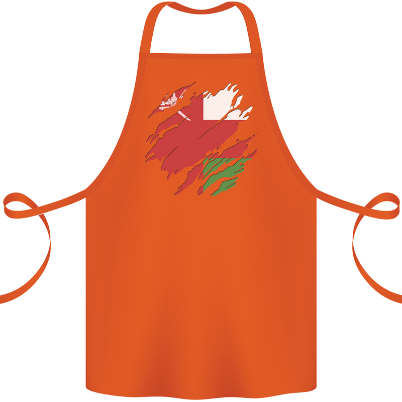 Torn Oman Flag Omani Day Football Cotton Apron 100% Organic Orange