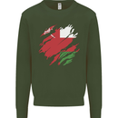 Torn Oman Flag Omani Day Football Kids Sweatshirt Jumper Forest Green