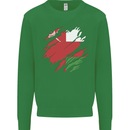 Torn Oman Flag Omani Day Football Kids Sweatshirt Jumper Irish Green