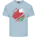 Torn Oman Flag Omani Day Football Kids T-Shirt Childrens Light Blue