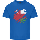 Torn Oman Flag Omani Day Football Kids T-Shirt Childrens Royal Blue