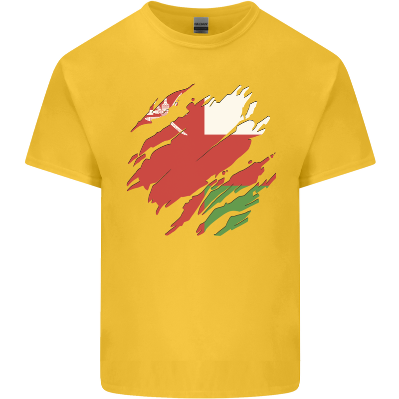 Torn Oman Flag Omani Day Football Kids T-Shirt Childrens Yellow