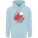 Torn Oman Flag Omani Day Football Mens 80% Cotton Hoodie Light Blue