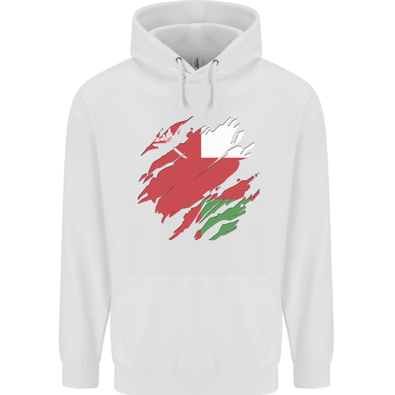Torn Oman Flag Omani Day Football Mens 80% Cotton Hoodie White
