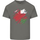 Torn Oman Flag Omani Day Football Mens Cotton T-Shirt Tee Top Charcoal
