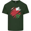 Torn Oman Flag Omani Day Football Mens Cotton T-Shirt Tee Top Forest Green