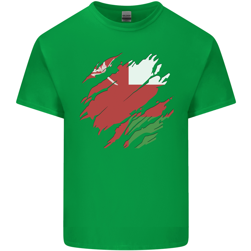 Torn Oman Flag Omani Day Football Mens Cotton T-Shirt Tee Top Irish Green