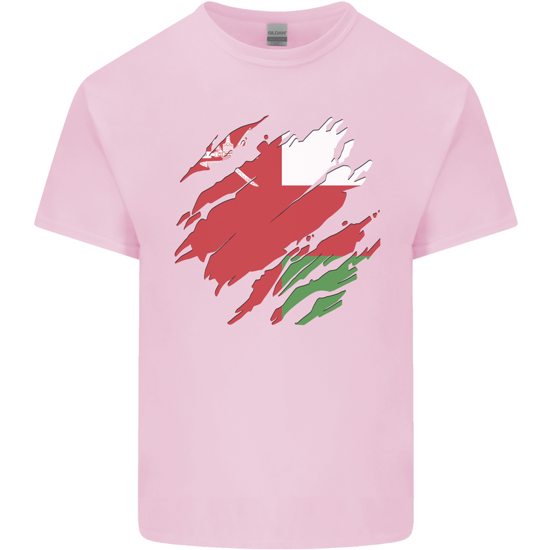 Torn Oman Flag Omani Day Football Mens Cotton T-Shirt Tee Top Light Pink