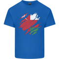 Torn Oman Flag Omani Day Football Mens Cotton T-Shirt Tee Top Royal Blue