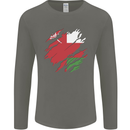 Torn Oman Flag Omani Day Football Mens Long Sleeve T-Shirt Charcoal