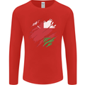 Torn Oman Flag Omani Day Football Mens Long Sleeve T-Shirt Red