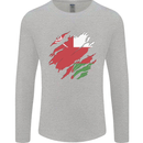 Torn Oman Flag Omani Day Football Mens Long Sleeve T-Shirt Sports Grey