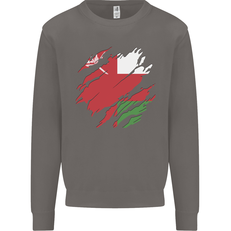 Torn Oman Flag Omani Day Football Mens Sweatshirt Jumper Charcoal