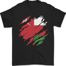 Torn Oman Flag Omani Day Football Mens T-Shirt 100% Cotton Black
