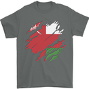 Torn Oman Flag Omani Day Football Mens T-Shirt 100% Cotton Charcoal