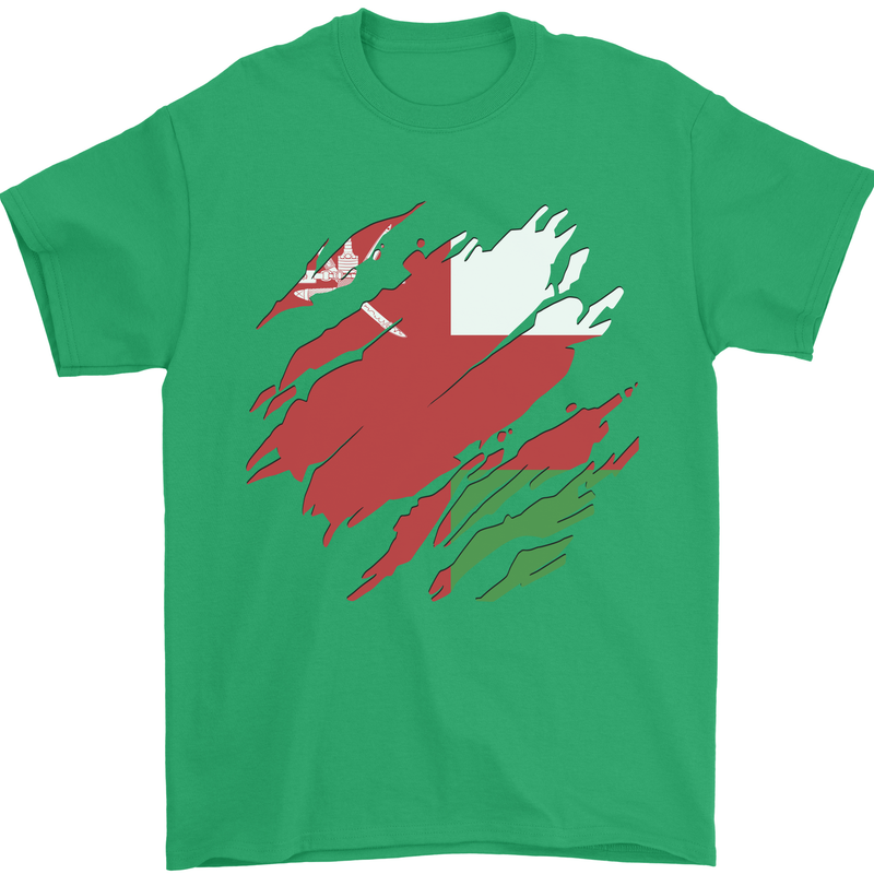 Torn Oman Flag Omani Day Football Mens T-Shirt 100% Cotton Irish Green