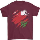 Torn Oman Flag Omani Day Football Mens T-Shirt 100% Cotton Maroon