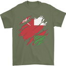 Torn Oman Flag Omani Day Football Mens T-Shirt 100% Cotton Military Green