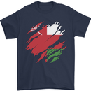 Torn Oman Flag Omani Day Football Mens T-Shirt 100% Cotton Navy Blue