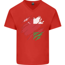Torn Oman Flag Omani Day Football Mens V-Neck Cotton T-Shirt Red