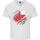 Torn Oman Flag Omani Day Football Mens V-Neck Cotton T-Shirt White