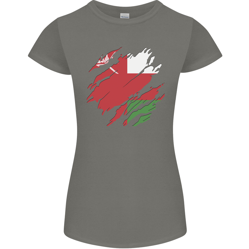 Torn Oman Flag Omani Day Football Womens Petite Cut T-Shirt Charcoal