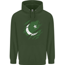 Torn Pakistan Flag Pakistani Day Football Childrens Kids Hoodie Forest Green