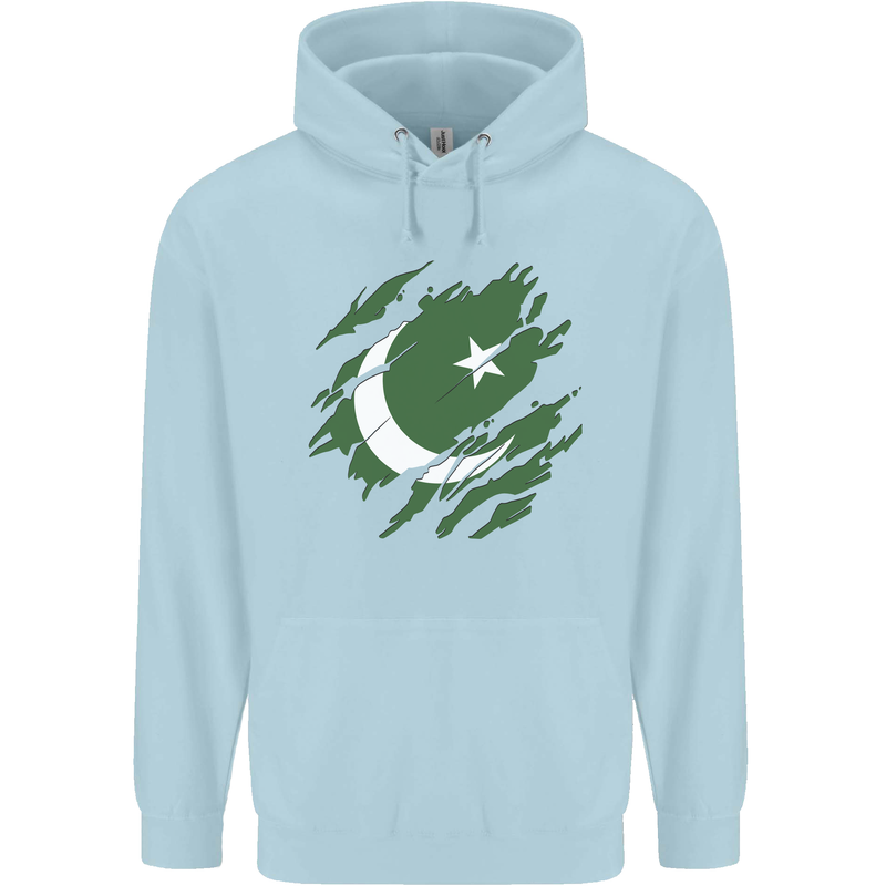 Torn Pakistan Flag Pakistani Day Football Childrens Kids Hoodie Light Blue
