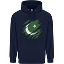 Torn Pakistan Flag Pakistani Day Football Childrens Kids Hoodie Navy Blue