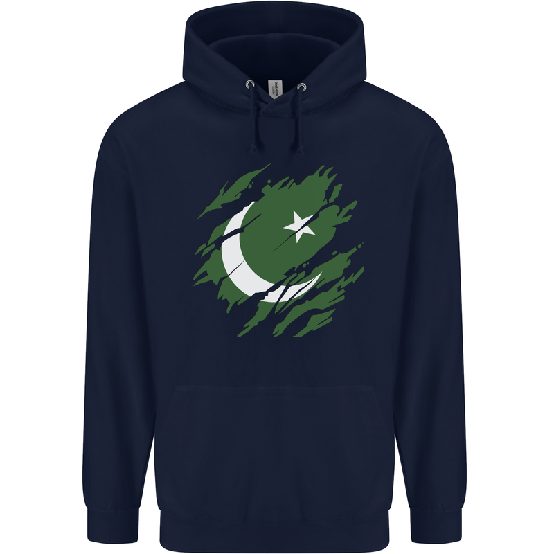 Torn Pakistan Flag Pakistani Day Football Childrens Kids Hoodie Navy Blue