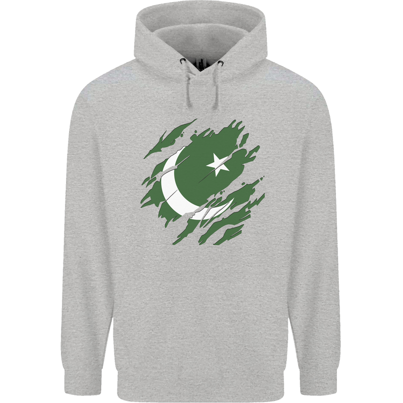 Torn Pakistan Flag Pakistani Day Football Childrens Kids Hoodie Sports Grey