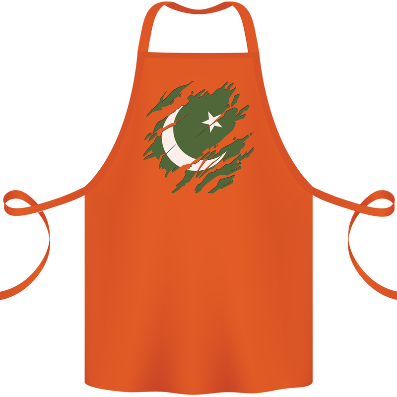 Torn Pakistan Flag Pakistani Day Football Cotton Apron 100% Organic Orange