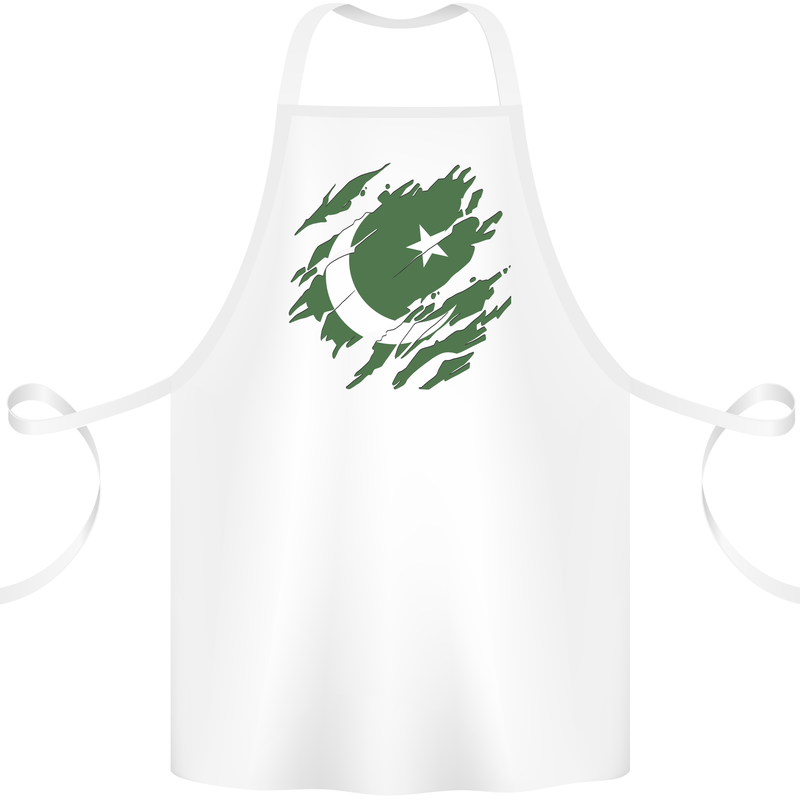 Torn Pakistan Flag Pakistani Day Football Cotton Apron 100% Organic White