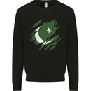 Torn Pakistan Flag Pakistani Day Football Kids Sweatshirt Jumper Black