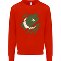 Torn Pakistan Flag Pakistani Day Football Kids Sweatshirt Jumper Bright Red